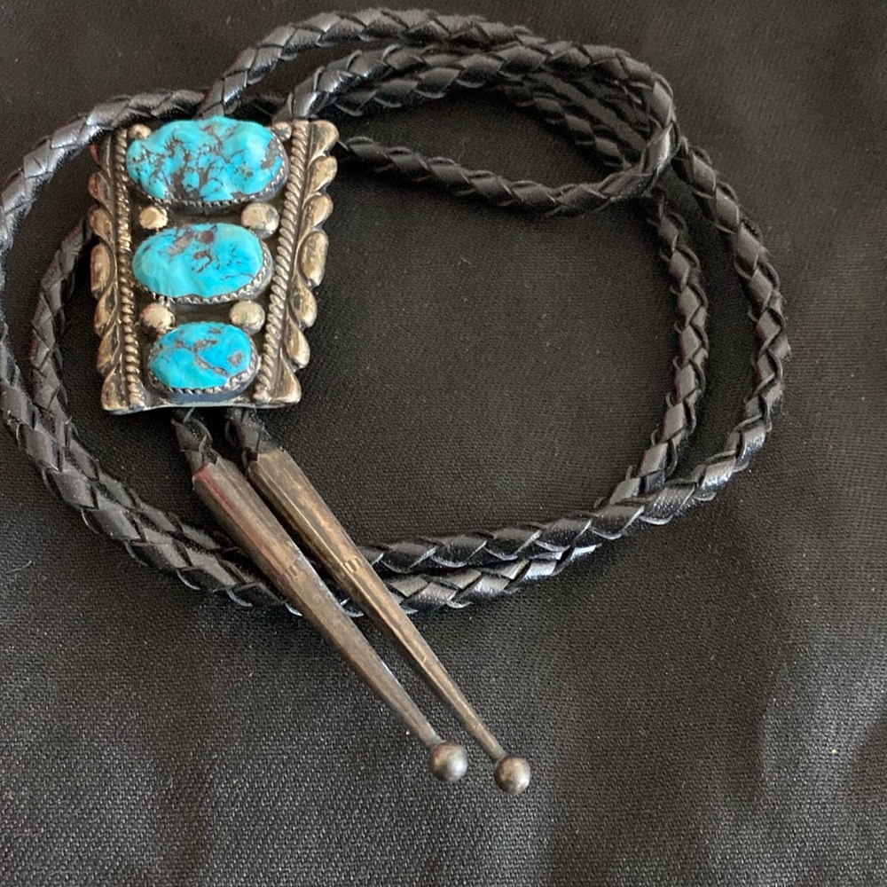 RBL turquoise and silver Zuni Bolo tie-Rare Find!